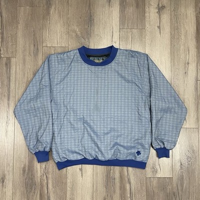 Vintage Descente Golf Windbreaker Pullover Plaid Adult Size XL USA Pockets