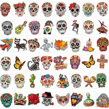 96Pcs Day of the Dead Face Tattoos, Dia De Los Muertos Costume Skuall Temporary