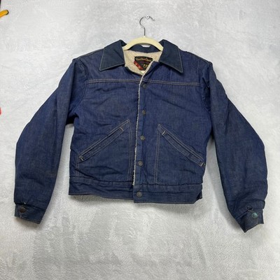 Vintage 70s Ely & Walker Trucker Jacket Men's Blue Denim Sherpa Lined USA Made