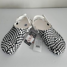 NWT Crocs Work Graphic Classic Clog Unisex M9/W11 Black White Check