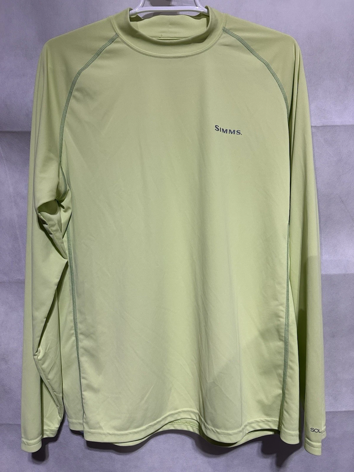 Simms Solarflex Fishing Shirt UPF 50 Men’s Medium Key Lime Neon Outdoor Nature