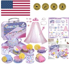 Tea Party Set for Little Girls, Princess Tea Time Toy with Food Sweet Treats ...