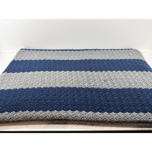 Handmade Crochet Blanket - Heavy Weight - Blue & Silver