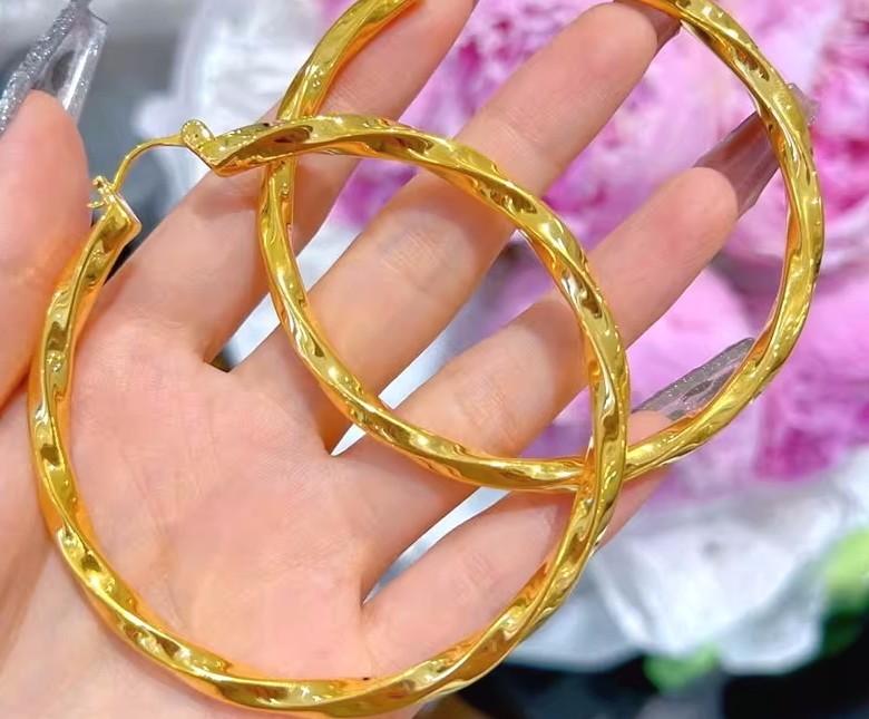 24K Pure Gold, 24K Gold Earrings, Gold Circle Earrings, Gold Hoop Earrings