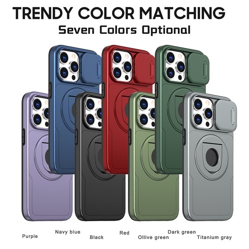 For iPhone 15 Pro Max 14 Plus 13 XR 7 Magsafe 360 Rotating Stand Shockproof Case - Foto 1 di 35
