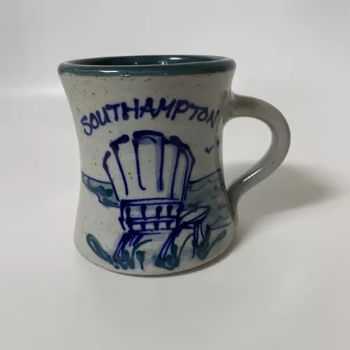 Vintage Great Bay Pottery Hand Thrown Coffee Mug Southampton Beach Chair Hampton