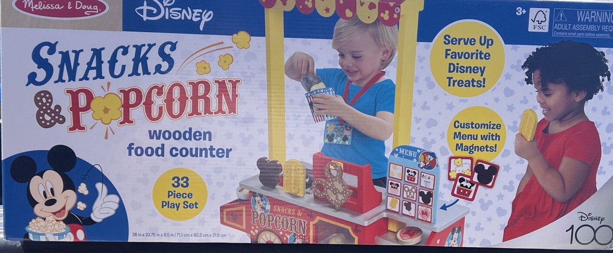 Melissa & Doug Disney Snacks & Popcorn Wooden Pretend Play Food