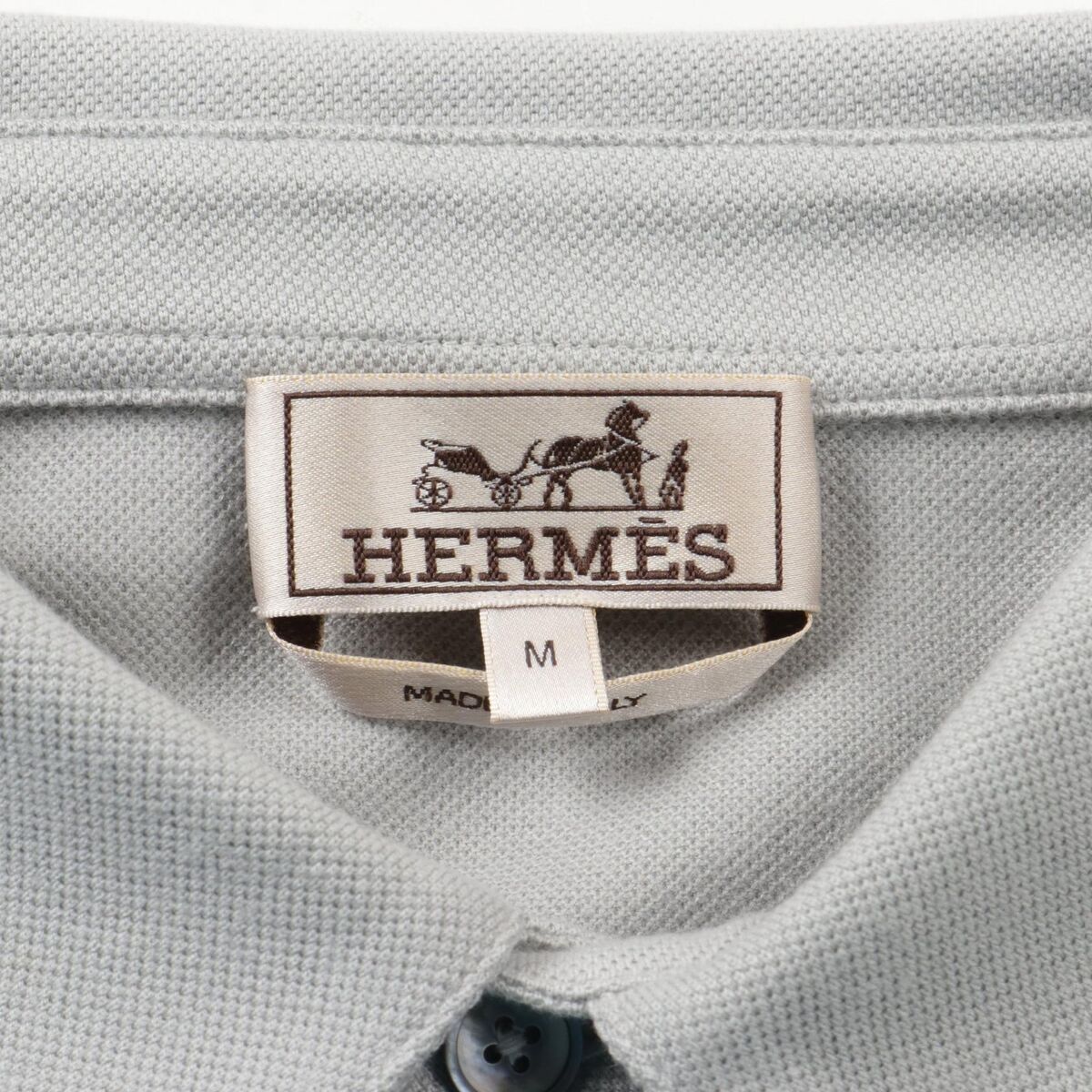 HERMES Polo shirt M size cotton cashmere Lamb leather Gray HERMES Polo shirt M size cotton cashmere Lamb leather Gray