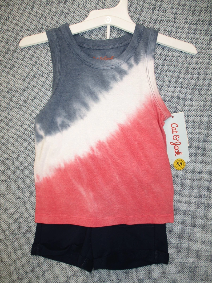 red white and blue tie dye tank womens