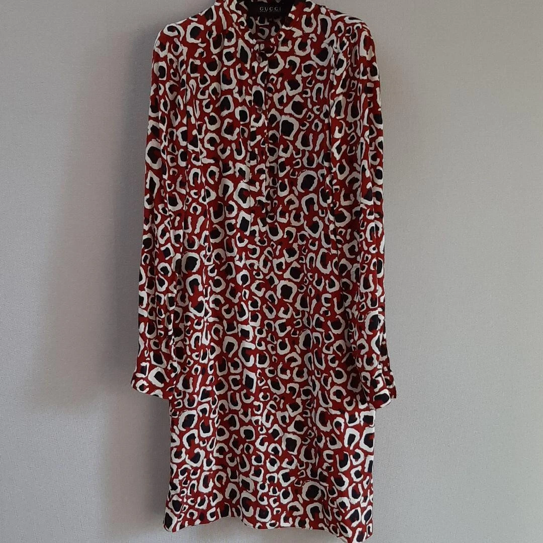 Robe GUCCI manches longues femme taille 40 rouge soie