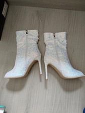 Bling Sequins Womens High Stilettos Ankle Boots Peep Toe Roma Party Shoes Ladies