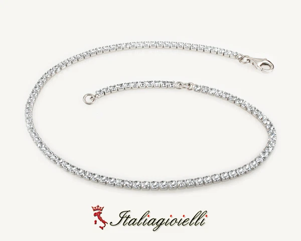 Cavigliera Tennis in Argento 925 Rodiato Oro Bianco - Immagine 3 di 4