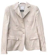 Armani Collezioni Leather Jacket Women's Size 20 Beige Super Soft Button Front