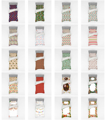 Ambesonne Xmas Snow Bedding Set Duvet Cover Sham Fitted Sheet in 3 Sizes