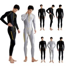 AMORESY Men Shiny Glossy Bodysuit Breathable Fitness Zipper Overalls Sportswear