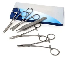 5 Pcs Suture Scissors Forceps Hemostats Needle Holders Set Surgical Kit-2