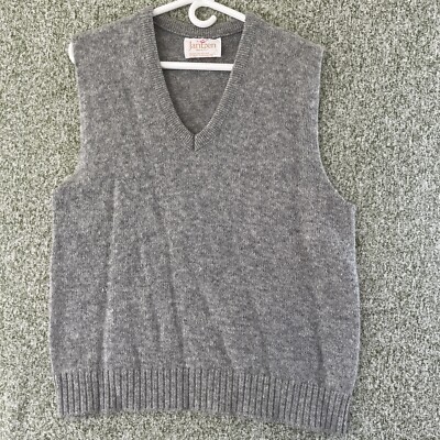 Jantzen Sweater Vest Mens Large Vintage Gray Seamless Banded V Neck Made USA