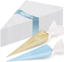 24 Inch Extra Large Piping Bags Disposable, 100 Pieces Icing Bags, Tipless Pi...