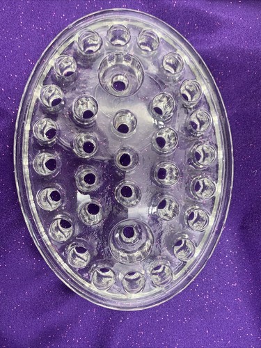 Viking Glass SCROLL FORM Clear Forest Silver Overlay Oval Bowl Flower Frog - Picture 3 of 24