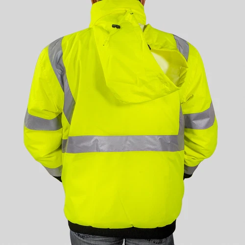 Hi-Vis Class 3-Safety Jacket Neon Reflective Coat Bomber Jacket Size - XL image 2