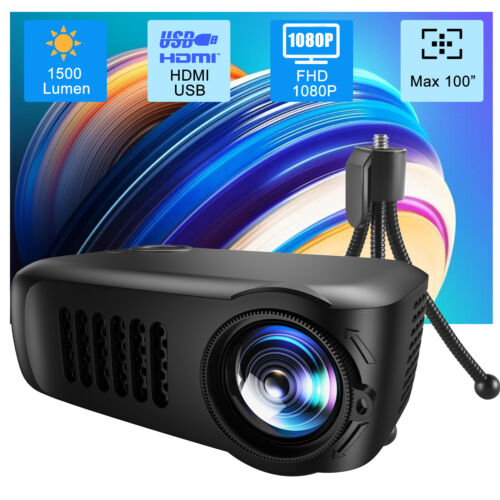 Mini proiettore 1080P LED HD proiettore tascabile festa HDMI USB home cinema portatile - Foto 1 di 13