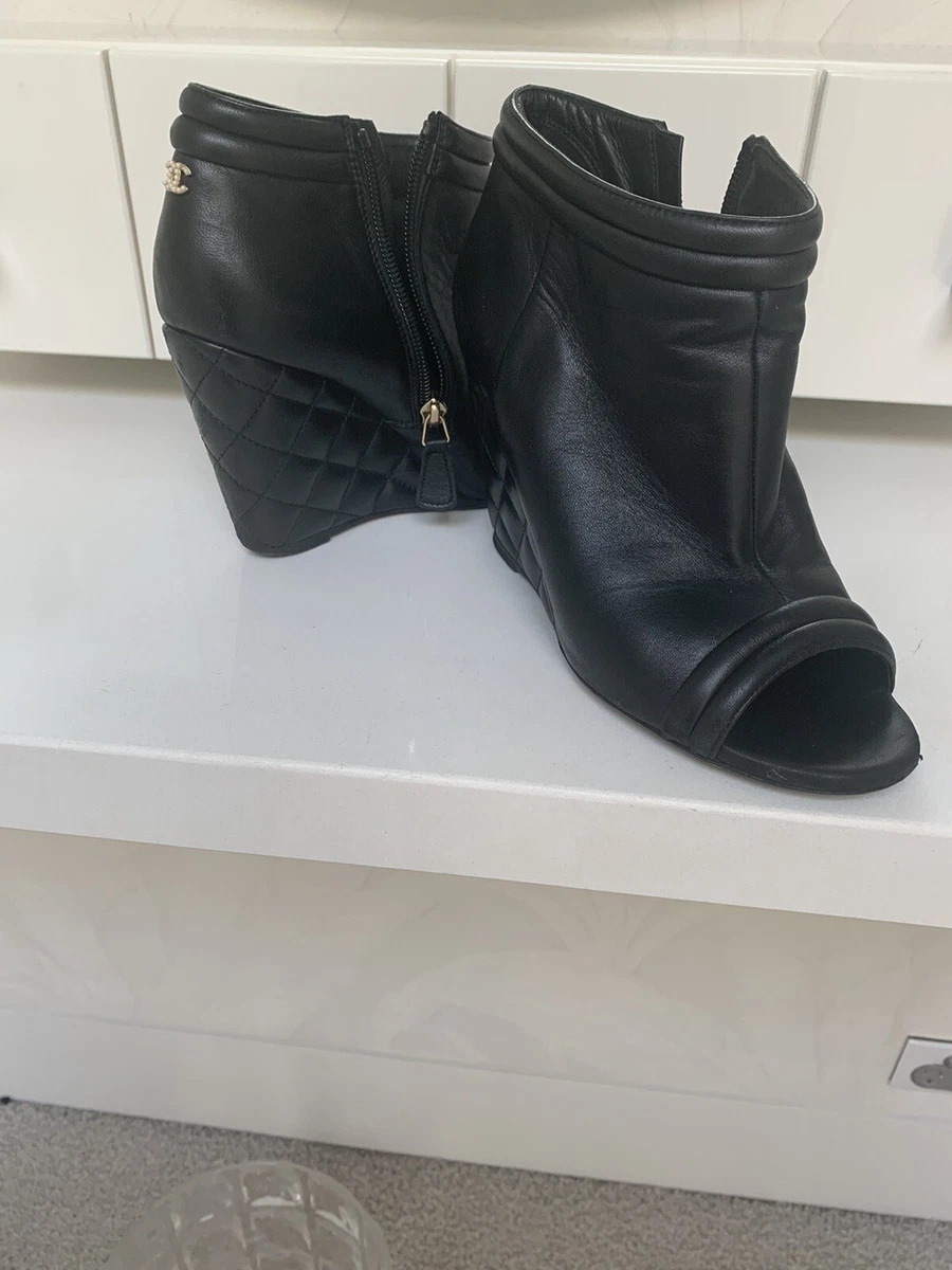 Chanel Boots 37 Authentic Open Toe
