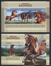 Guinea 2013 - Pferde Wildpferde Horses Chevaux Caballos 9737-39 + Block 2209