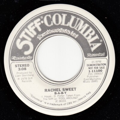 RACHEL SWEET, ''B-A-B-Y/same,'' Stiff/Columbia 1-11100, M-