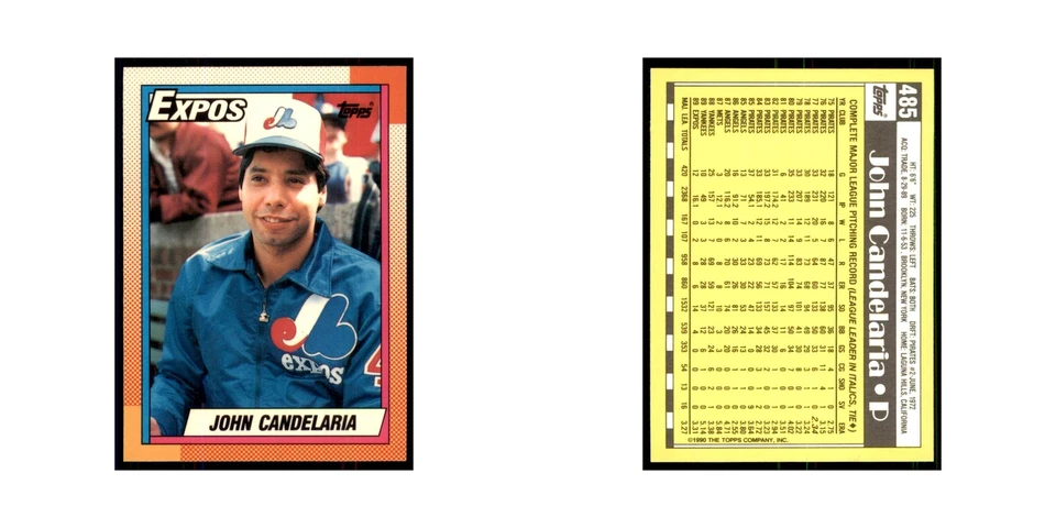 John Candelaria 1990 Topps Tiffany #485 Montreal Expos Baseball Card NM - Image 3 of 3