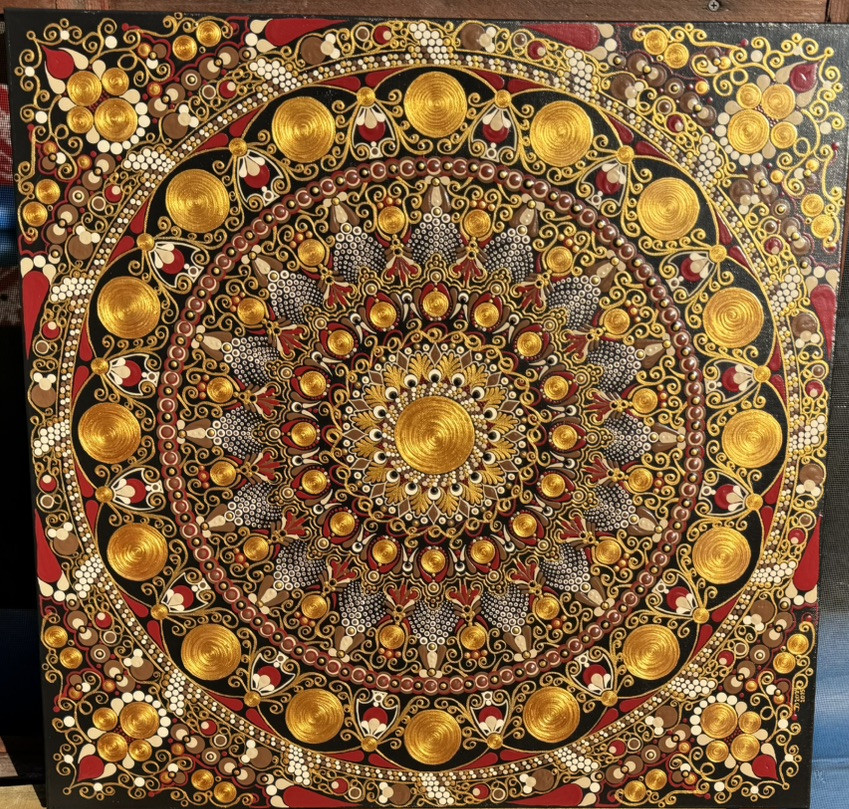 24” x 24”  Golden Earth Tones Mandala Canvas ASO JaDeL Rocks YouTube - By JaDeL