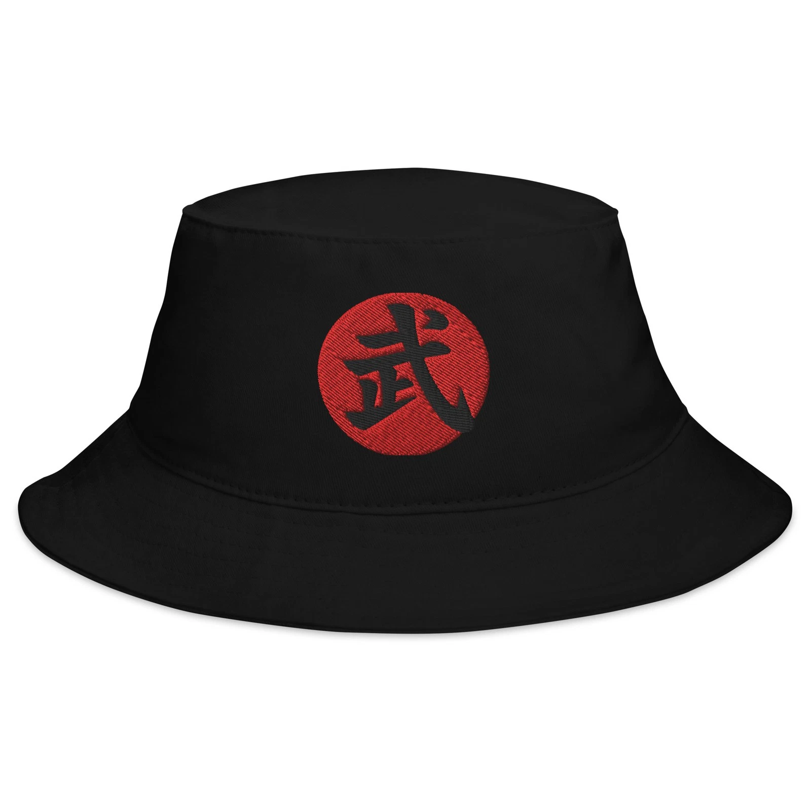 Warrior Kanji 武 (Bu) Embroidered Bucket Hat Japanese Samurai Anime Cotton Hat