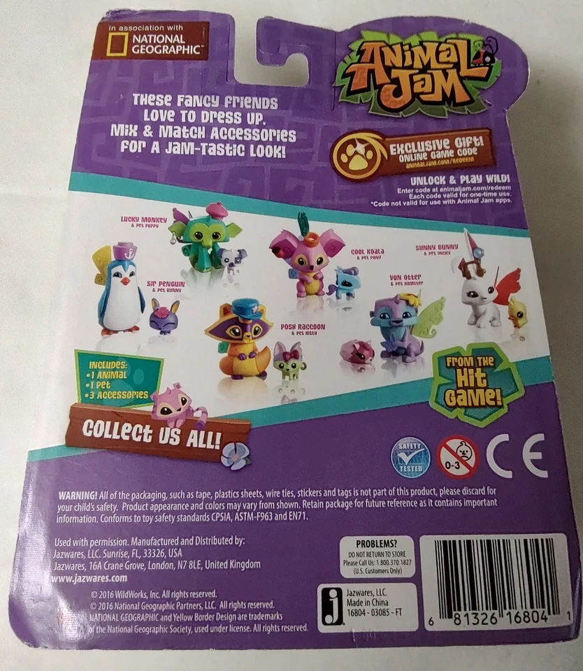 Animal Jam Posh 浣熊与宠物小猫迷你人偶全新带盒 (1233) — 第 2/3 张图片