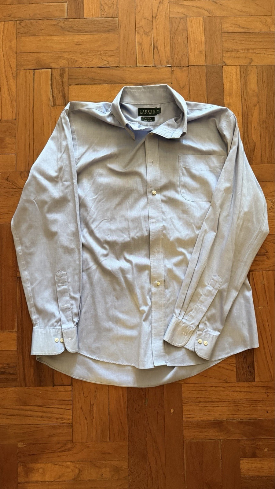 Lauren Ralph Lauren camicia classica uomo L fitted non iron azzurro chiaro