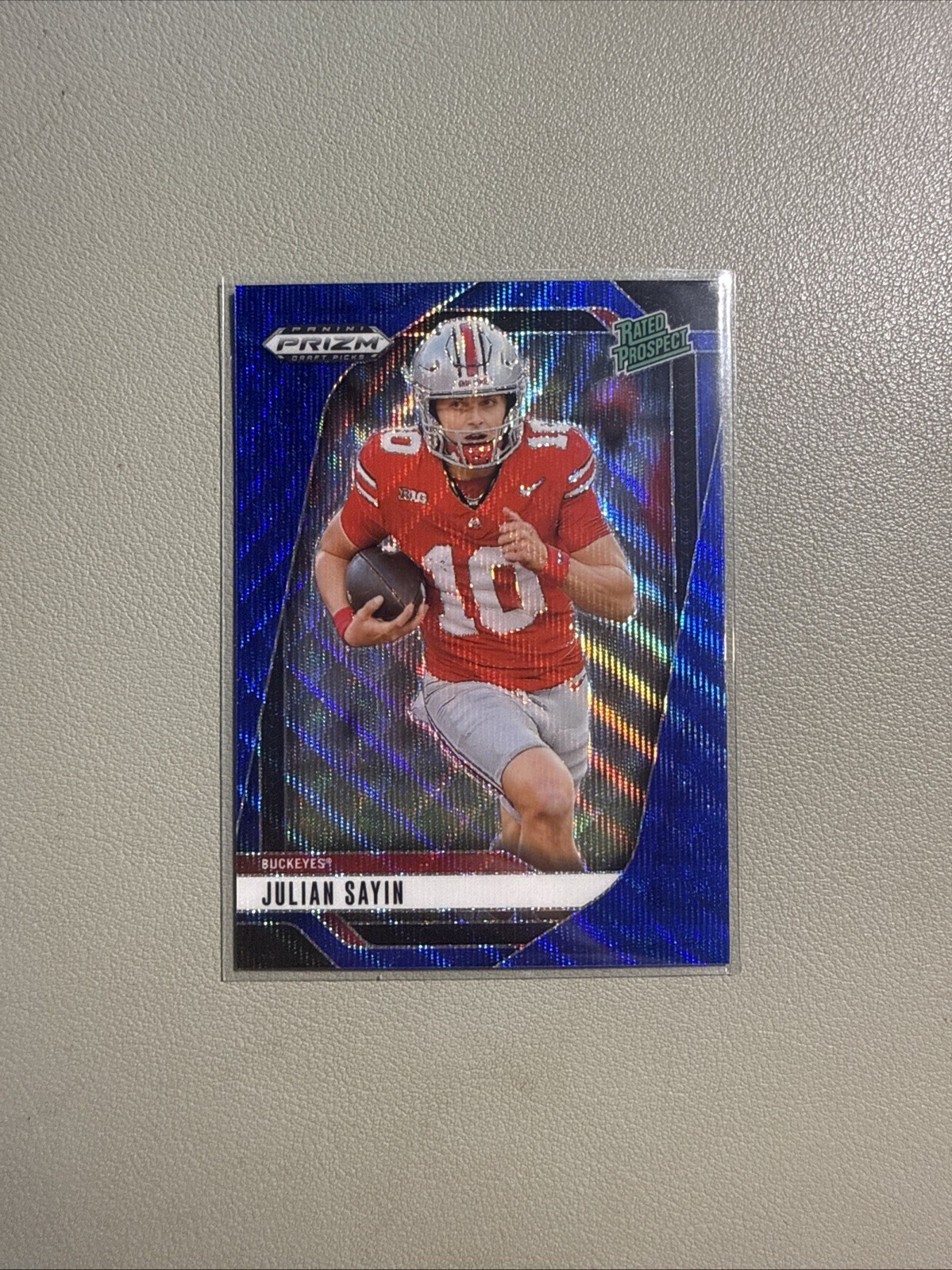 2025 Panini Prizm Draft Picks Julian Sayin #161 Blue Wave /299 Ohio State Rookie
