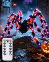 Halloween Deko Spinne 125Cm Leuchtend Mit Fernbedienung 8 Leuchtmodi FüR Garten