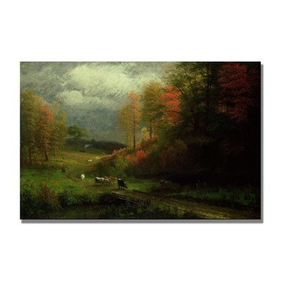 Trademark Art Rainy Day in Autumn Canvas Art by Albert Bierstadt, 22 by 32-Inch