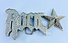 Rock Star Belt Buckle Silver Rhinestones Metal Hip Punk