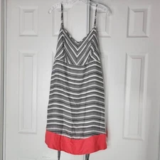 Pea in the Pod Maternity Dress Large Black Stripe Sleeveless A-Line Slip V-Neck