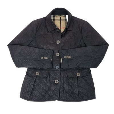 Burberry Quilted Womens Black Jacket With Nova Check Lining - Large