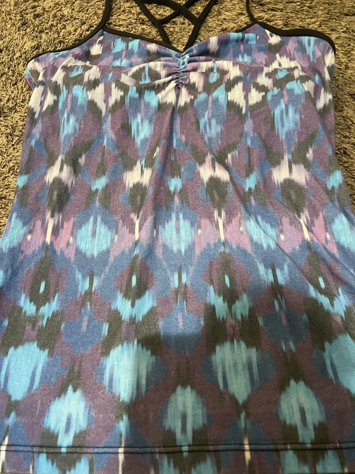 Camiseta sin mangas Prana geométrica multicolor espalda deportiva con sujetador incorporado yoga para mujer XL  Foto 3 de 4