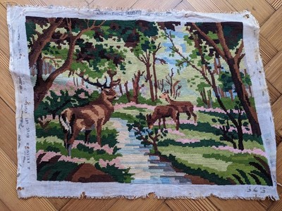 VINTAGE FERTIGE NADELSPITZE - HIRSCH IM WALD