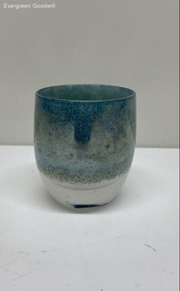 Glassybaby Blue Green White Candle Holder