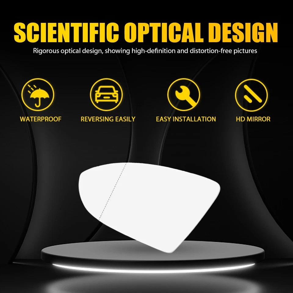 Espejo retrovisor térmico delantero izquierdo del lado del conductor de vidrio 1 pieza para Volkswagen Golf 2015-2021 EE. UU. Foto 4 de 4