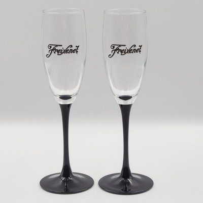 Freixenet Black Stem Champagne Flutes Set of 2   Elegant 9'' Glasses
