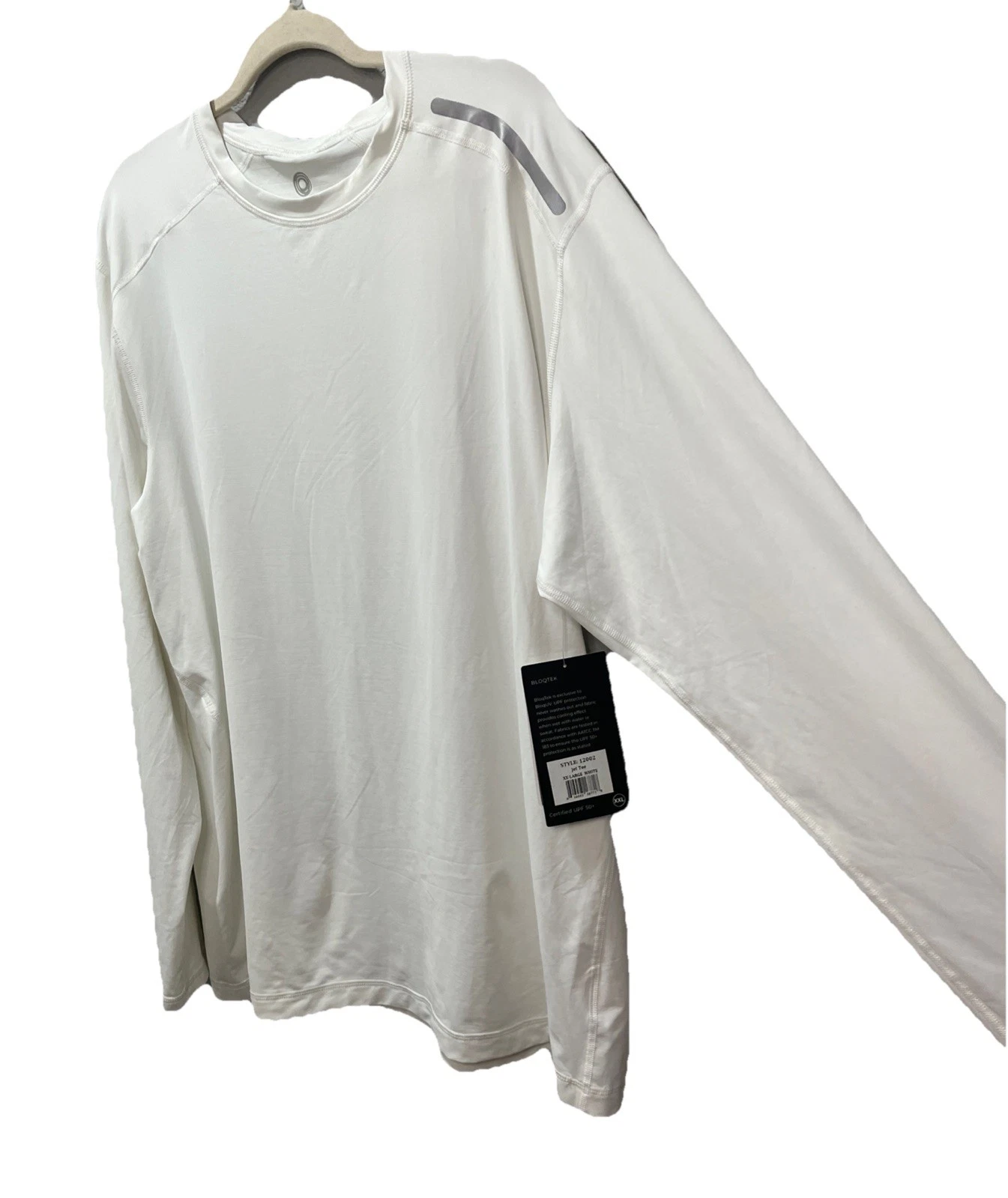 BloqUV Men's Long-Sleeve Jet Tee Shirt Sz XXL UPF 50+ Sun Protection White NEW