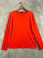 Polo Ralph Lauren Boys 18 XL Long Sleeve T Shirt Orange Crewneck Blue Pony Logo