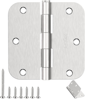 Door Hinges Brushed Nickel - 24 Pack Nickel Door Hinges 3.5 Inch Rounded Interio