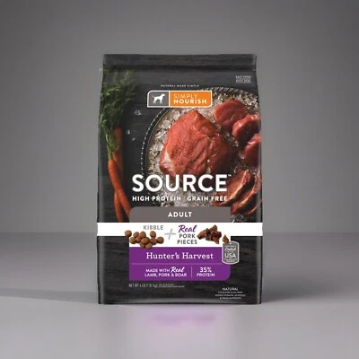 Simply Nourish Source Kibble Adult Dry Dog Food - Pork High-Protein Grain Free