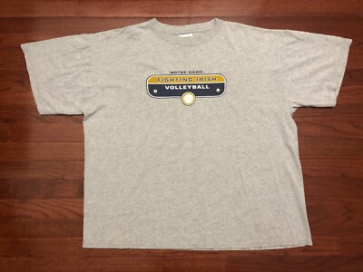 VINTAGE 90's NOTRE DAME FIGHTING IRISH VOLLEYBALL T SHIRT MENS XL GRAY ADIDAS e