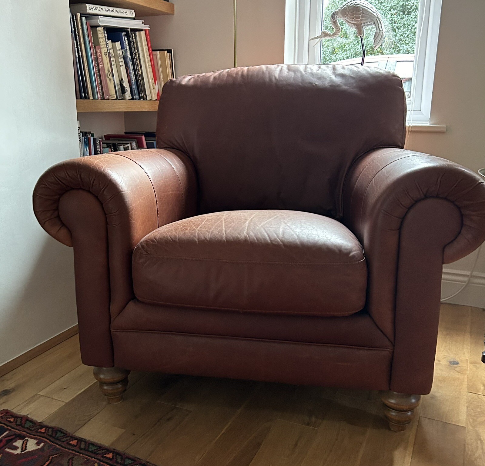 Beautiful Large Tan Leather Armchair eBay